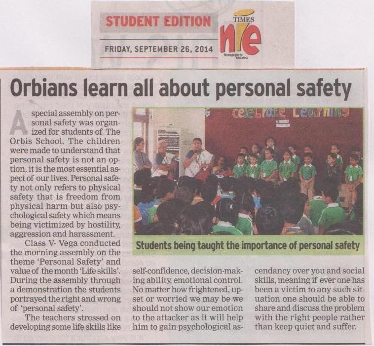 Students at The Orbis School, Keshav Nagar Learn About Personal Safety