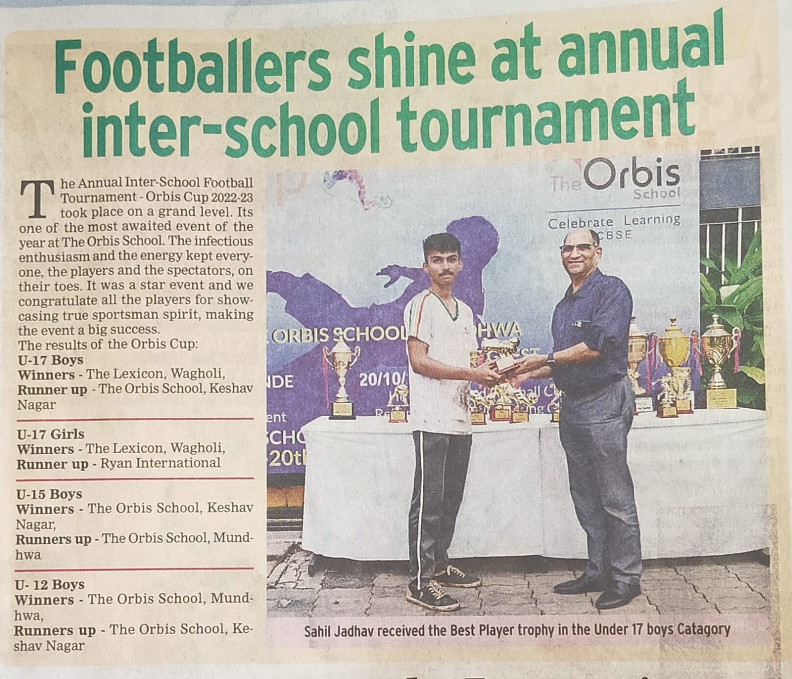 Orbis Cup: The Annual Inter-School Tournament at The Orbis School, Keshav Nagar