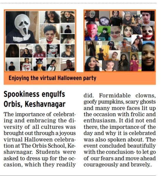 Halloween Celebration at The Orbis School, Keshav Nagar (29th October 2020)