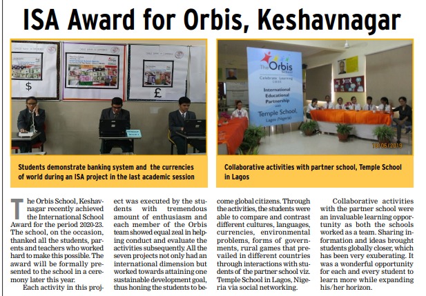 ISA Article Highlights by The Orbis School, Keshav Nagar