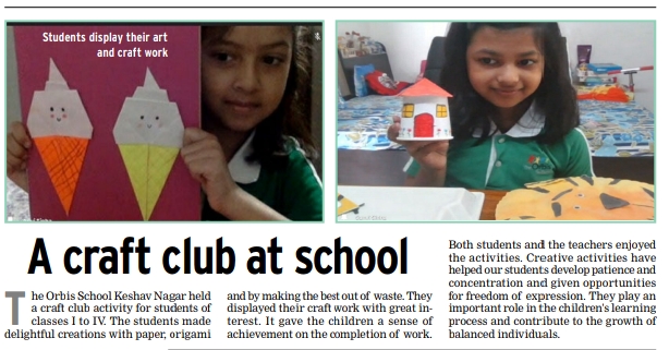 Creative Minds at Work: Art and Craft Club at The Orbis School, Keshav Nagar