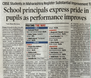 School principals express pride in pupils as performance improves - Times of India, 14th May