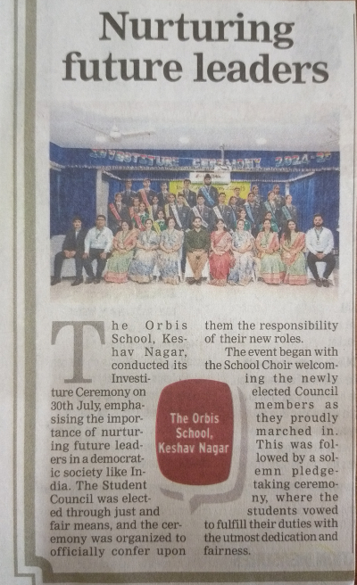 The Orbis School Keshav Nagar conducted its Investiture ceremony - NiE, 30 Aug